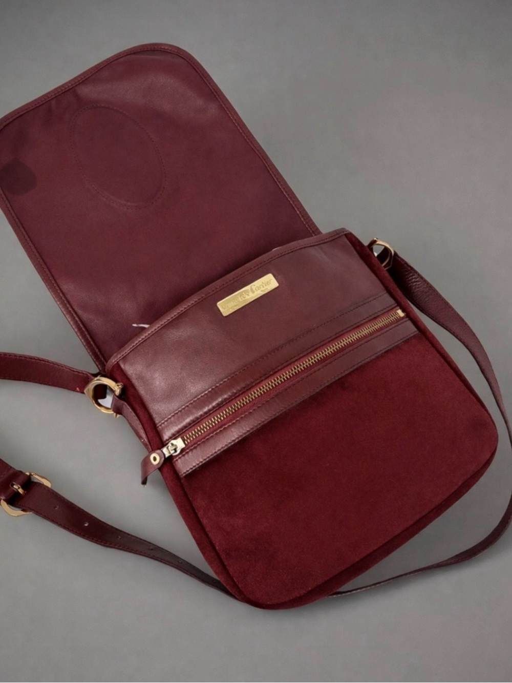 CARTIER 1970’s Suede Leather Flap Crossbody Saddle Bag Rare Antique Vintage - Picture 11 of 11